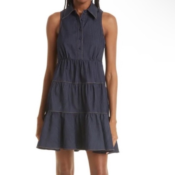 Cinq a Sept Denim Bennett Tiered Mini Dress - Picture 1 of 6